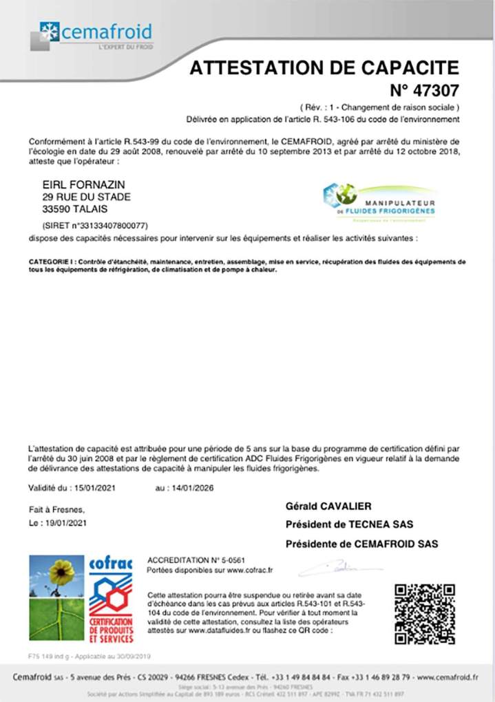 Attestation de capacité Soulac-sur-Mer